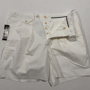 RARE Vintage Y2K NWT Ralph Lauren Lawn Club Mens 34 Pleated Trouser Shorts White
